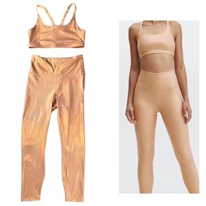 Fabletics Gia Iridescent Pure Luxe High Waisted Leggings & Low Impact Bra Size 4